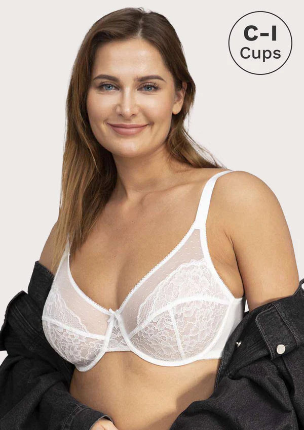 Enchante White  Non-padded Lace Underwire Bra